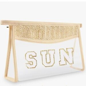 NWOT Stylish Clear Bag with Beige& Gold Cosmetic Bag SUN Summer bag